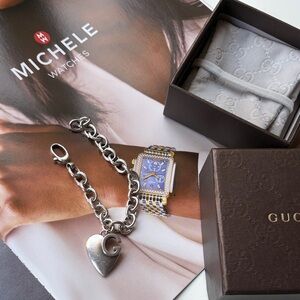 Gucci Silver Bracelet with Heart Pendant